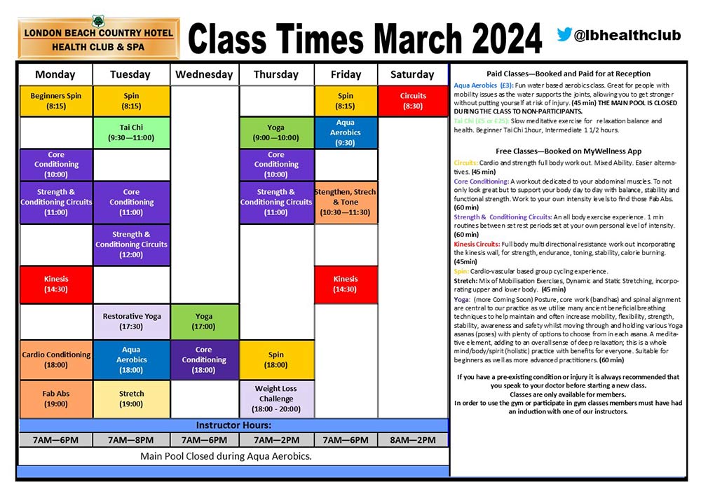 TIMETABLE for classes